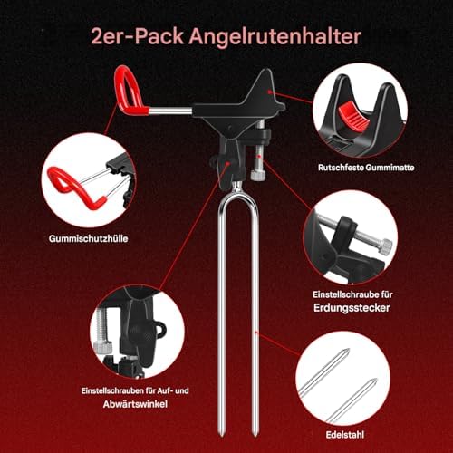Fishing Rod Holder for Ground 2 Pack,Height Adjustable 22.4-34.3in,360 Degree Adjustable Easy Folder Rod Holder for Ground (Rod Holder -01) - Image 3