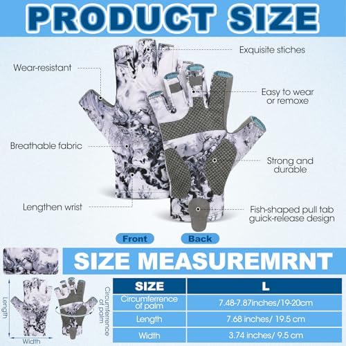 4 Pairs Fingerless Gloves Fishing Gloves, UPF 50+ Breathable, Quick-Drying Sun Protection for Men & Women Anti-Slip for Fishing, Cycling - Image 2