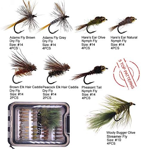 Wifreo Fly Fishing Flies Assortment with Waterproof Fly Box, 28/40/64/92/120pcs Dry/Wet/Nymph/Streamer Flies, Trout/Bass/Panfish/Salmon Fishing Flies - Image 2