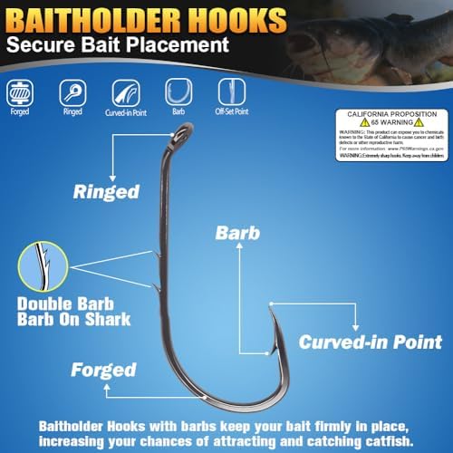 Catfish Hook Set Offset Octopus Circle & Baitholder Hooks 100-Pack Assorted Sizes 8/0 to 2/0 –Fishing Accessories - Image 4