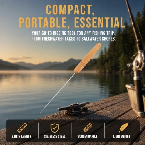 Toyvian Stainless Steel Baiting Needle: Worm Threader with Wooden Handle, Portable Carp Bait Needle Rigging for Freshwater & Saltwater Fishing - Easy Use for Beginners - Image 2