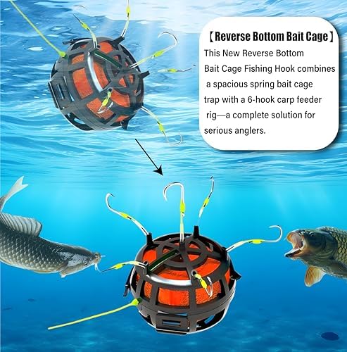 Reverse Bottom Bait Cage Fishing Hook, 360° Floating Bait Cage Fishing Hook, Spring Baits Cages Trap Fishing Hooks for Carp Tilapia Catfish, Fishing Lover Gifts - Image 6