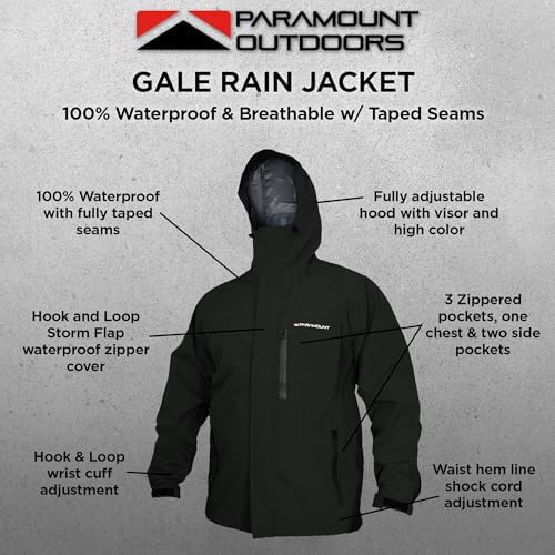 Paramount Outdoors Gale Rain Jacket Men's Waterproof Breathable Fishing Jacket with hood, taped seams - Image 5