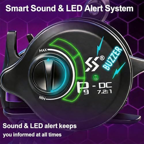 Sougayilang Round Baitcasting Reel, Digital Control Braking with Real-Time Acoustic Feedback, 7.2:1 Gear Ratio DC Reel for Bass, Catfish and Salmon, Ideal Fishing Reels for Beginners - Image 5