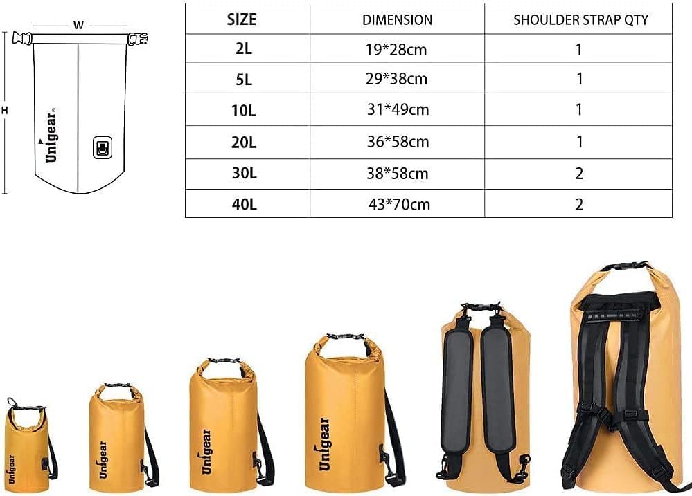 Unigear Floating Waterproof Dry Bag for Kayaking, 2L/5L/10L/20L/30L/40L - Image 3