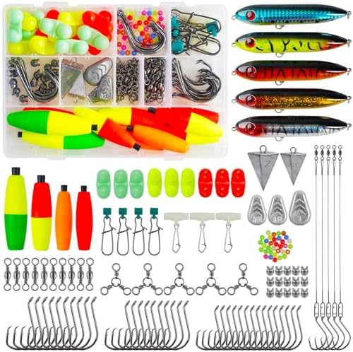 Catfish Rig Catfishing Tackle Making Kit Santee Cooper Rig with Catfish Floats Rattling Line Float Lures Peg Float Bobbers Catfish Hooks Swivels Catfish Sinker Weights Fishing Rattle Bells by JSHANMEI