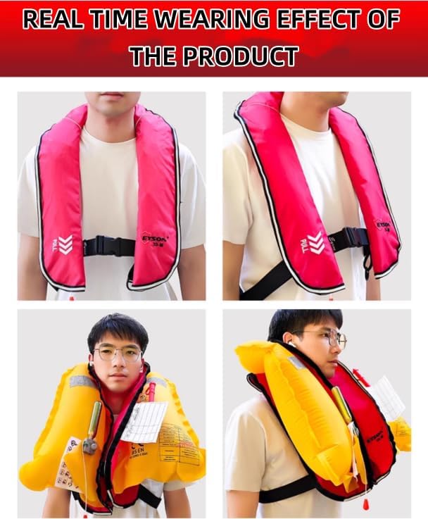 Manual Inflatable Life Jacket|Life Vest for Adults|PFD Low Profile|Supports up to 330 lbs(YSH700) - Image 3