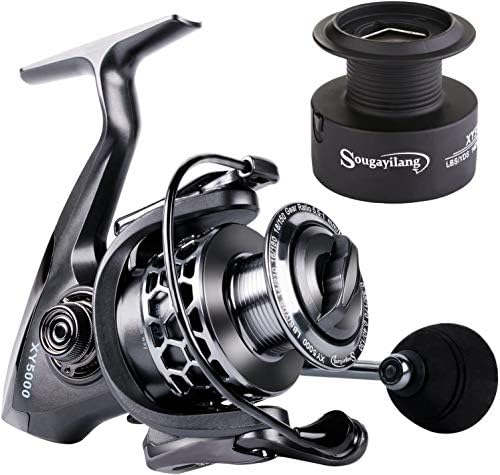 Sougayilang Fishing Reel 13+1BB Light Weight Ultra Smooth Aluminum Spinning Fishing Reel with Free Spare Graphite Spool by Sougayilang
