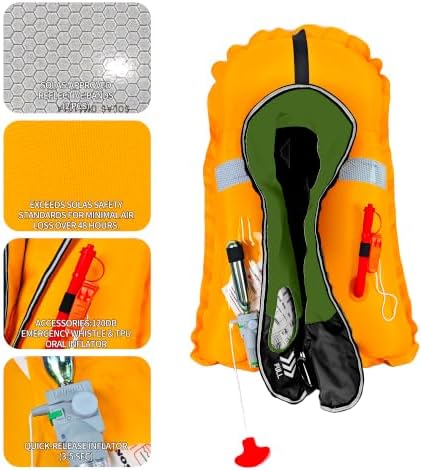 Manual Inflatable Life Jacket,Preserver PFD for Adults,Life Vest for Adults,Supports Weight up to 330 pounds - Image 2