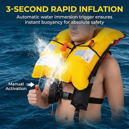 4PCS Snorkel Vest, Portable Inflatable Swim Vest Jackets for Snorkeling Swimming Diving Safety,Manual Inflatable Men's Women's Adjustable Vest for Swimming Fishing Outdoor Water Sports (330LB) - Image 5