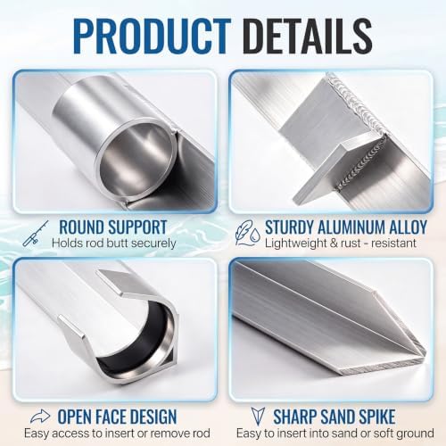 DoubleFill 2 Pack 4 ft Aluminum Open Face Sand Spikes for Surf Fishing - Image 3