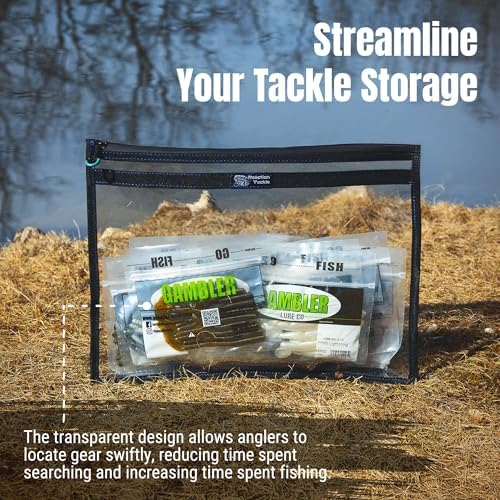 Reaction Tackle Clear Tackle Storage Bags, Water Resistant Zippered Paks for Bait, Lures, and Soft Plastics, Heavy Duty TPU with Reinforced Sides for Boats and Kayaks, 16x12 in, 4-Pack - Image 2