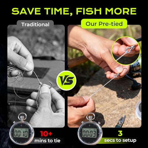 Pre-Tied Dropper Loop Knots Fishing Line, 80 Knots Monofilament Leader with 5.5" Loop Diameter & 18" Spacing, Saltwater & Freshwater Fishing Knots Line for Sea Bass, Snapper, Cod - Image 2