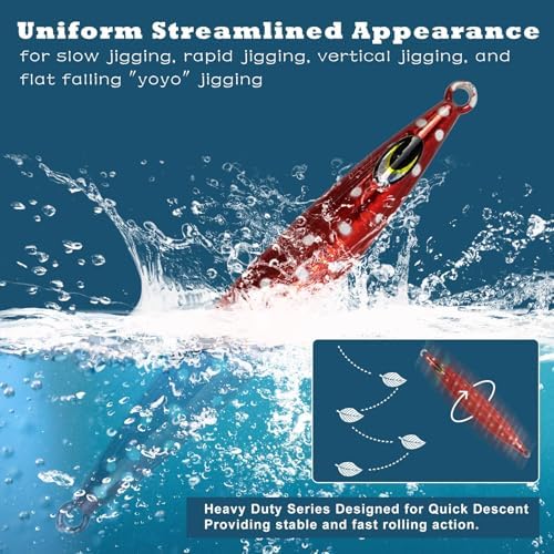 Eupheng Heavy Duty Fishing Jigs Saltwater 200g/300g/400g/500g, Glow in Dark Roller Slow Fall Lead Jig Deep Sea Fishing Jigging Lures for Tuna, Salmon, Sailfish, Grouper Snapper - Image 3
