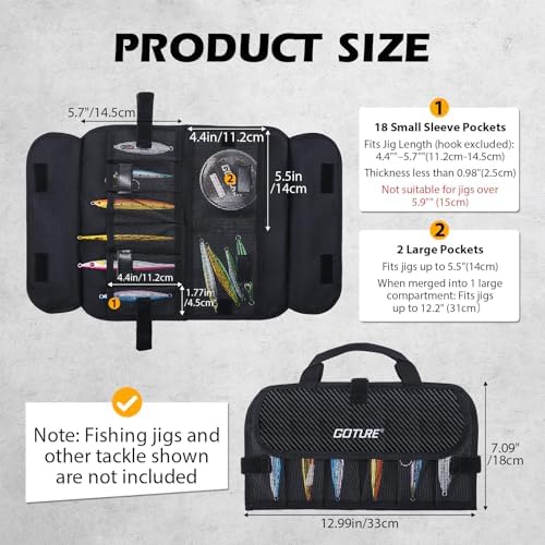 Goture Fishing Jig Bag,20 Mesh Pockets Lure Storage Bag,12.99"x7.09" - Image 2