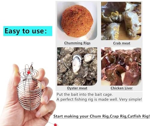 Drchoer Carp Fishing Bait Cage: 20-Piece Stainless Steel Carp Rig Feeder - Catfish Bait Holder Fishing Rig Attachment - Large Medium Small - Image 3