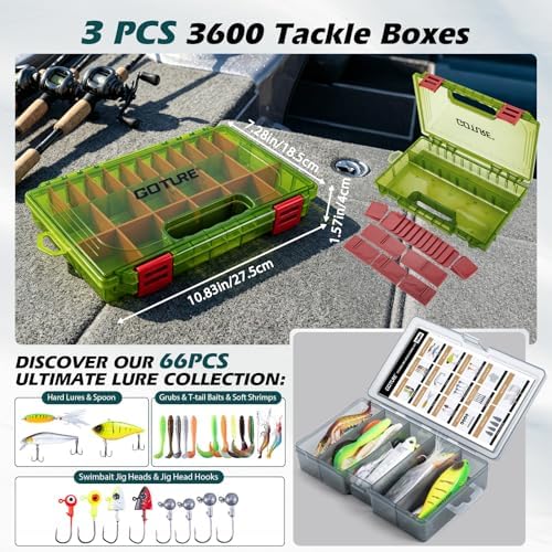 Goture Fishing Kits for Adult,Fishing Pole and Reel Combo, OpenSide Fishing Sling Tackle Storage Bag with 3 Tackle Boxes,Gift for Men - Image 7