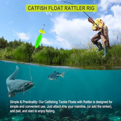 Catfish Rig Catfishing Tackle Floats with Rattler Santee Cooper Rig Equipment for Bank Fishing Peg Floats with Circle Hooks Bait Rigs - Image 2