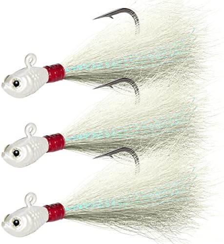 Dr.Fish 3 Pack Bucktail Jig Lure Hair Jig Saltwater Freshwater Lures Surf Fishing Bass Flounder Striper Bluefish Halibut Redfish by DrFish