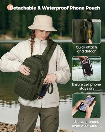 MATEIN Fishing Sling Bag with Phone Pouch, 3600 Tackle Box Backpack - Image 2