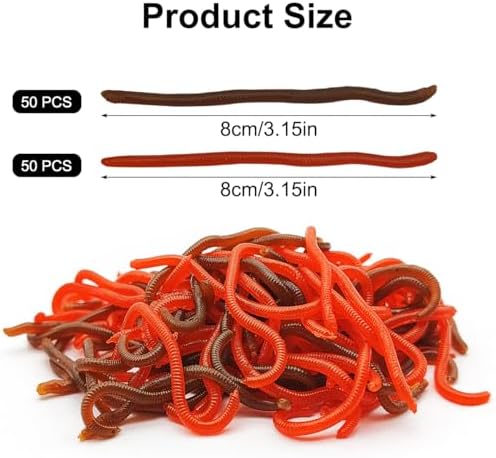 100 Pcs 3.3inch Soft Worms Fishing Lure Baits, Earthworm Baits Lifelike Fake Bloodworm,Fresh Water Fishing Bait - Image 2