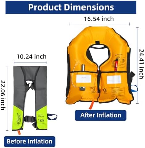 Rrtizan Manual Inflatable Life Jacket for Adults Fishing Sailing Boating - Image 4