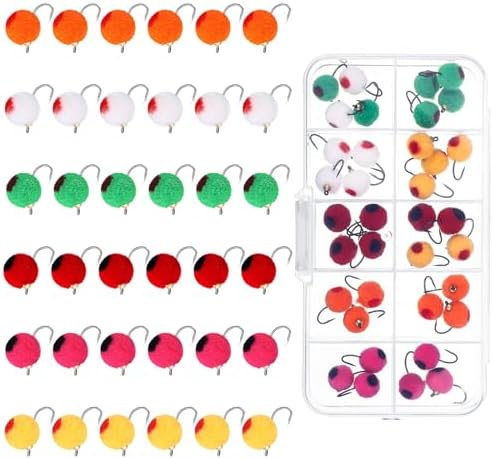 36pcs Salmon Egg Flies for Fishing with Box Dry Flies for Trout Fishing in Size 12 Steelhead Egg Fly for Trout, Salmon, Bass by Sonwyoung