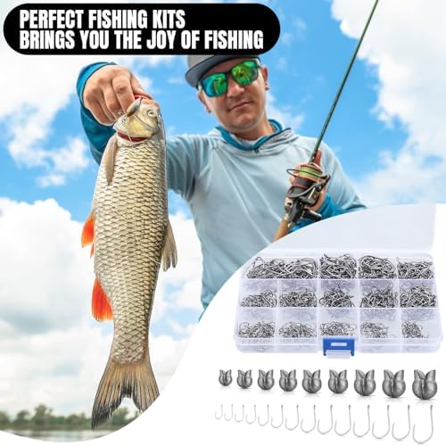 JellyArch 700 Pcs Barbed Fishing Hooks 14 Sizes Carbon Steel Fishing Hooks - Image 7
