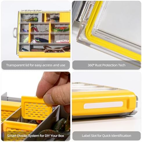 RUNCL 3600 Standard Fishing Tackle Box, Waterproof Floating Lure Storage Box with Adjustable Dividers, Clear Rust-Proof Utility Tray for Terminal Tackle, Hooks and Sinkers - Image 3