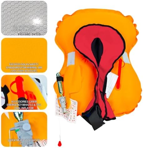 Manual Inflatable Life Jacket,Preserver PFD for Adults,Life Vest for Adults,Supports Weight up to 330 pounds - Image 2