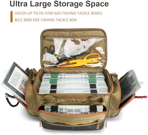 Fishing Tackle Box Bag - Fishing Bags for Saltwater or Freshwater (#Khaki) Fishing Tackle Bags - Padded Shoulder Strap - Tackle Bag for 3600 3700 Tackle Box - Image 5