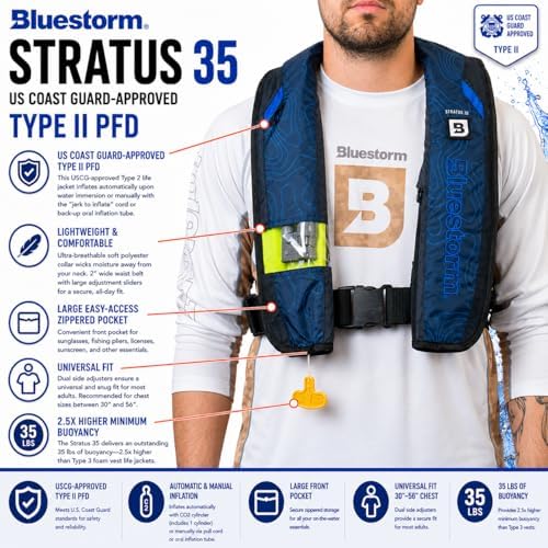 BLUESTORM Stratus 35 Inflatable Life Jacket PFD for Adults | US Coast Guard (USCG) Approved Automatic Self Inflating Life Vest Preserver with Manual Ripcord - Image 4