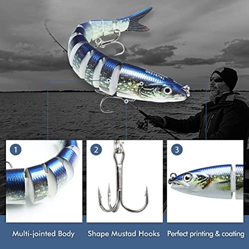TRUSCEND Swimmax Easy Catch Fishing Lures with BKK Hooks, Wiggling, Vibrating, Rattling and Gurgling for More Bites, Heavy-Duty Dyneema Fiber Jointed Swimbaits for Bass, Trout, Crappie, Walleye, Pike - Image 3