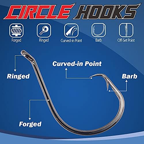 XFISHMAN Circle Hooks - Octopus Hooks Saltwater - 50 Pack #1 12/0 - Image 2