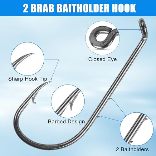 Wire Leader Hooks Rig, 30pcs Baitholder Fishing Hook Rigs Surf Fishing Leader Rigs Steel Wire Leader with Baitholder Hooks Swivel Bass Catfish Fishing Lure Rig - Image 2