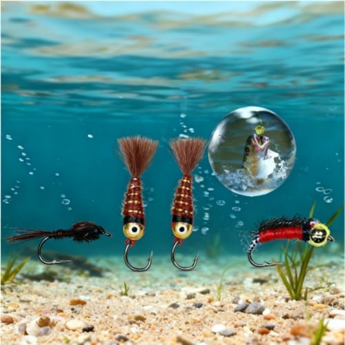 138pcs Fly Fishing Flies Pieces per Set Ultra-Thin Portable Nymph Fly Fishing Accessories, with Box Trout Fishing Fly Lures - Image 5