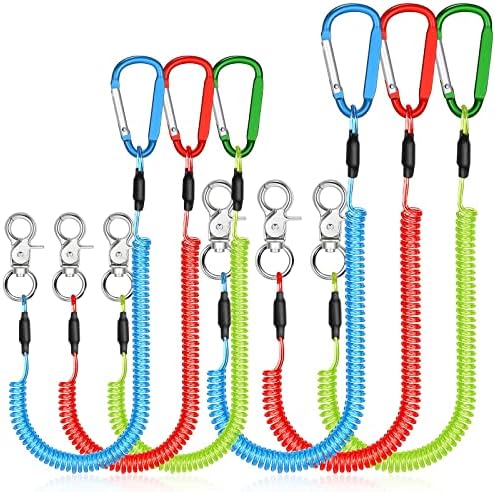 Woanger Coiled Lanyard for Tools Steel Wire Retractable,Red, Green, Blue by Woanger