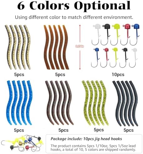 Ned Rig Kit Soft Plastic Worms Shroom Jig Heads Finesse Bass Fishing Lures - Image 2
