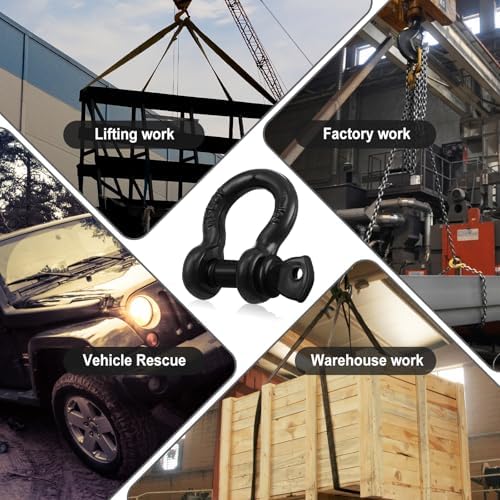 12 Pack 1/2" D Ring Shackle with Screw Pin for Tow Strap Winch - Image 5