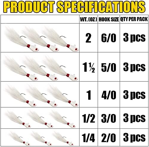 Bucktail-Jigs-Saltwater-Hair-Jigs-Head -Fishing-Lures-Assorted Kit - Image 3