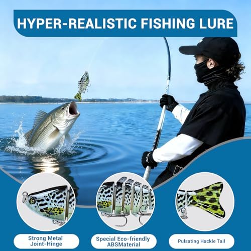 Keenjorika Easy Catch Fishing Lures, 3 Pack Multi-Jointed Swimbaits, Slow-Sinking Bass Fishing Lures, Wiggling, Vibrating & Rattling for More Bites, Hard Baits with Treble Hooks for Bass, Trout, Pike - Image 5