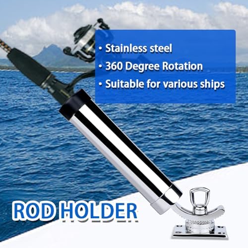 Made Set of 2 Fishing Rod Holder, 316 Stainless Steel Adjustable Fishing Pole Holder, Marine Deck Mount Trolling Rod Holder for Boat Ship Yacht - Image 6