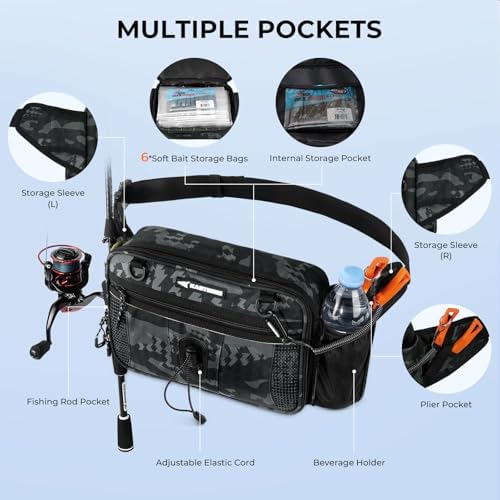 KastKing BaitSpace Waist Bag, Fishing Fanny Pack with Rod Holder - Image 2
