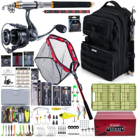 Goture 6FT - 9FT Telescopic Fishing Rod and Reel Combo w/Bag & Landing Net by Goture