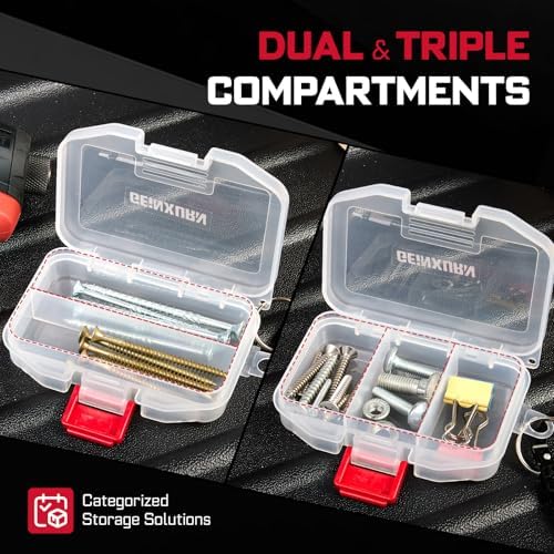 Geinxurn Small Parts Organizer, 4Pcs Plastic Transparent Portable Tools Boxes with Dividers for Small Accessories Storage Cases - Image 4