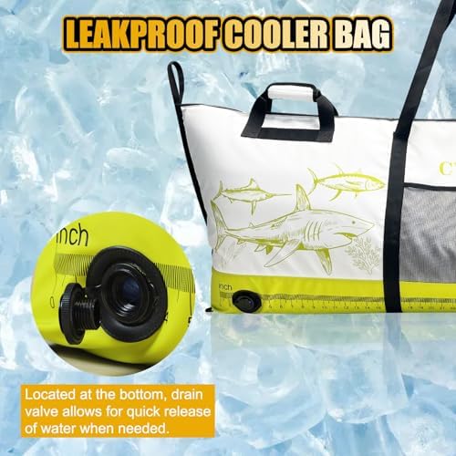 Insulated Fish Cooler Bag, 60'' Waterproof Leakproof Fishing Kill Bag with Drain Valve, Zipper and Heavy Duty PVC Marine Cooler for Boat Kayak Offshore Fishing, Keeps Fish Fresh Up to 48H - Image 3