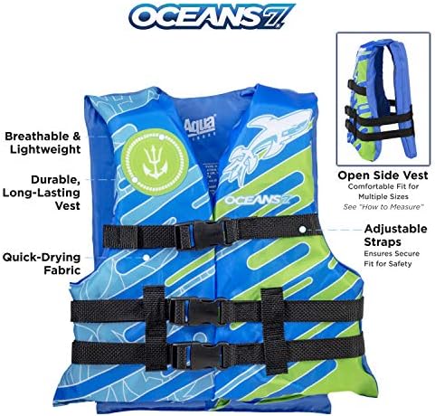 Aqua Oceans 7 Life Jacket for Kids - US Coast Guard Approved Life Vest for Infant, Child & Youth Boys and Girls, Open-Side PFD for Boating, Swimming & Water Sports - Image 2