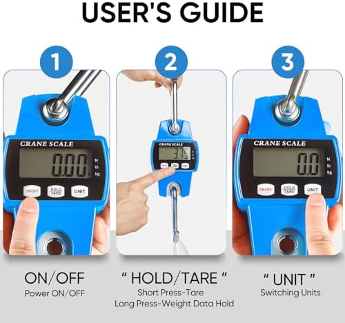RoMech 660lb Digital Hanging Scale with Cast Aluminum Case, Handheld 300Kg Mini Crane Scale with Hooks for Farm Hunting Fishing Outdoor (Blue) - Image 6