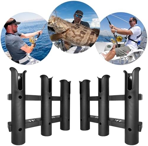 2Pcs Fishing Rod Holder Bracket Tube,3-Pole Side Mount Rod Holder with Screws Portable Boat Rod Rack Tube for Garage Wall Mounted Fishing Boat Golf Cart Cooler ATV Trailer - Image 6