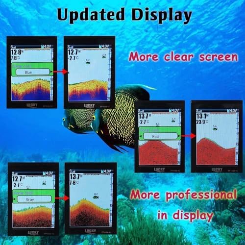 LUCKY Portable Fish Finder Transducer Sonar Sensor 147 Feet Water Depth Finder LCD Screen Echo Sounder Fishfinder with Fish Attractive Lamp for Ice Fishing Sea Fishing - Image 3